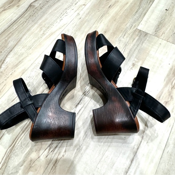 b.o.c. Alisha Sandals black vegan leather strappy heels chunky block womens BORN - Picture 4 of 12